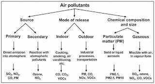 classify the air pollutants according to their origin.