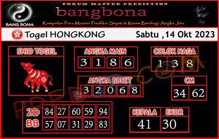 Prediksi HK Bang Bona Sabtu 14 okt 2023