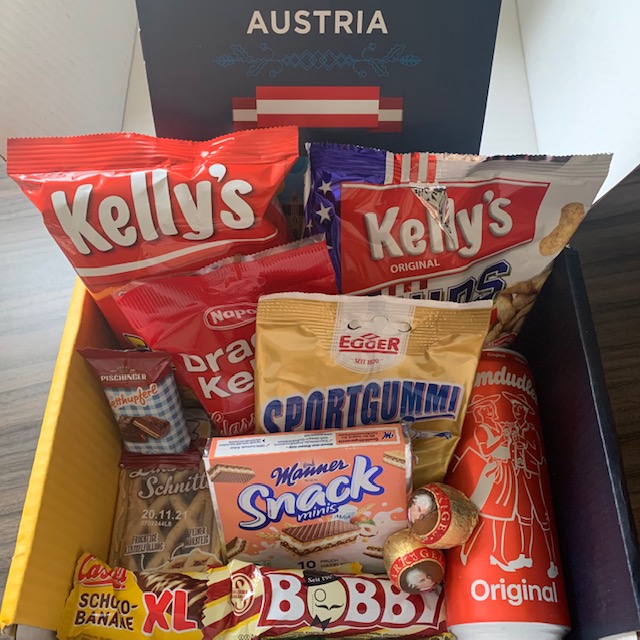 Snack Surprise box contents from Austria