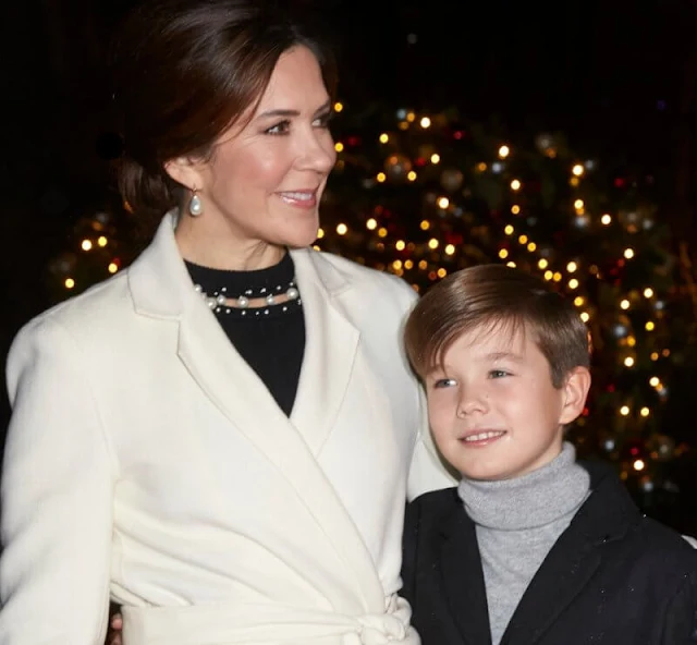 Princess Mary in Oscar de la Renta. Princess Isabella in Hugo Boss cetiva coat and Baum und Pferdgarten cyrila skirt. Designers Remix coat