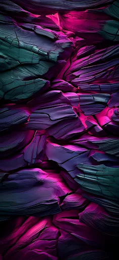 Textured neon rocks in abstract form.