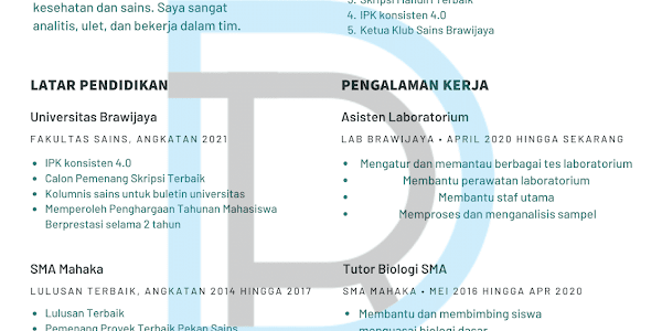 Tamplate CV Resume Premium Sarjana Biologi