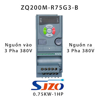 Biến tần vào 3 pha 380V ra 3 pha 380V 1HP 0.75Kw - BIẾN TẦN SJZO ZQ200M-R75G3-B