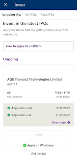upstox ongoing ipo, upstox app, invest in latest ipo, ipo invest screenshot