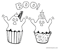Cupcakes ghosts coloring page