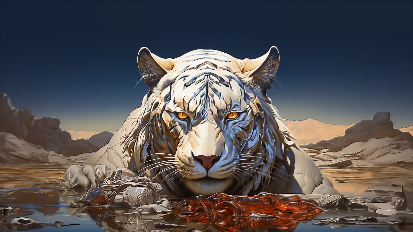 white tiger illustration 3840x2160 pixels PC WALLPAPER 4K