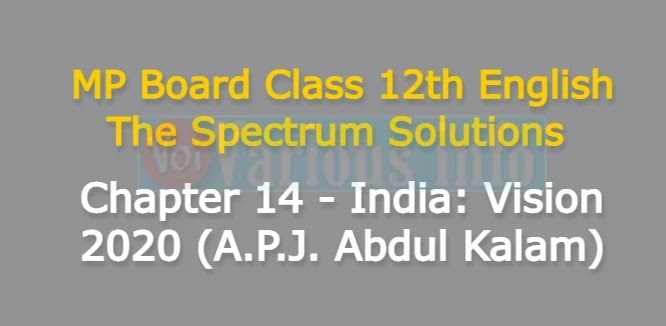 MP Board Class 12th English The Spectrum Solutions Chapter 14 India: Vision 2020 (A.P.J. Abdul Kalam)