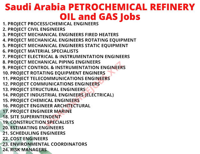 Saudi Arabia PETROCHEMICAL REFINERY OIL and GAS Jobs