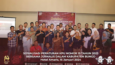 Bersama para Jurnalis, KPU Bungo gelar Sosialisasi PKPU No 15 tahun 2023