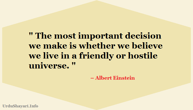 The most important decision we make is whether we believe we li Albert einstein quotes about friend and universe