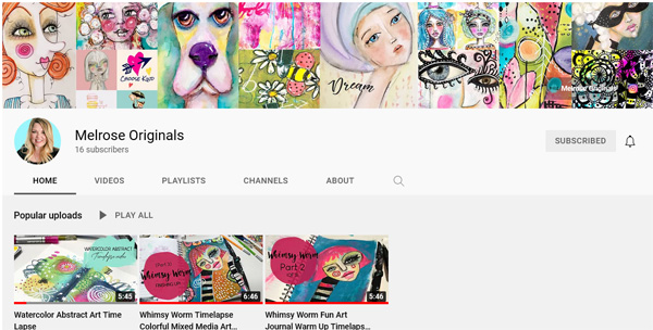 screen shot of melrose originals youtube channel