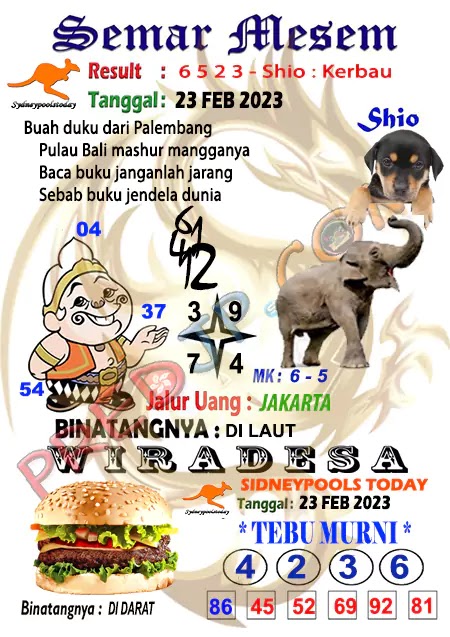 Prediksi Semar Mesem SDY Hari Ini JP 23 Februari 2023