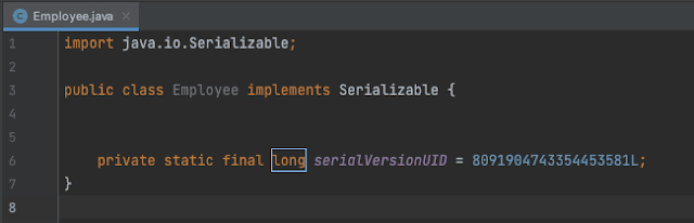 intelliJ serialversionUID generated