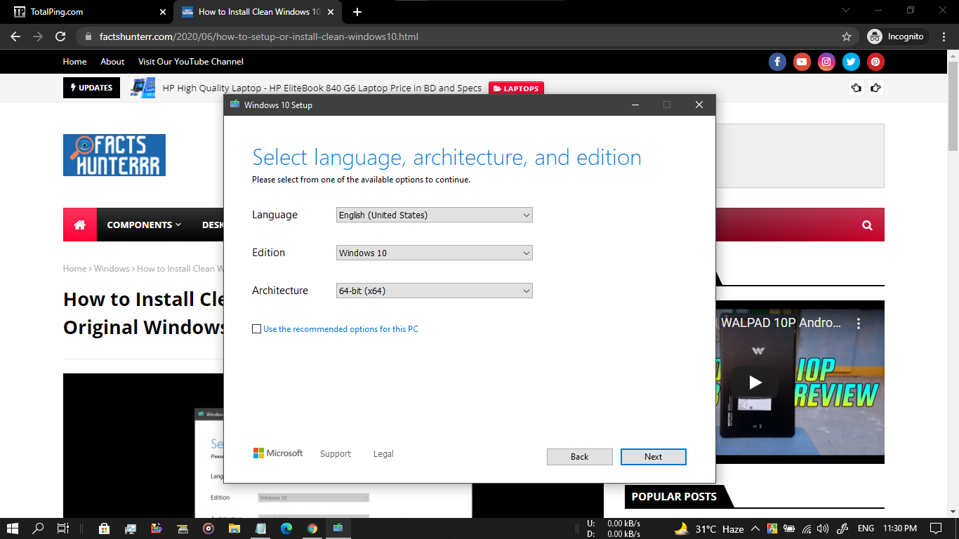 Select Your Desired Windows 10 Edition, Language, Bitrate to Setup Windows 10 on another PC