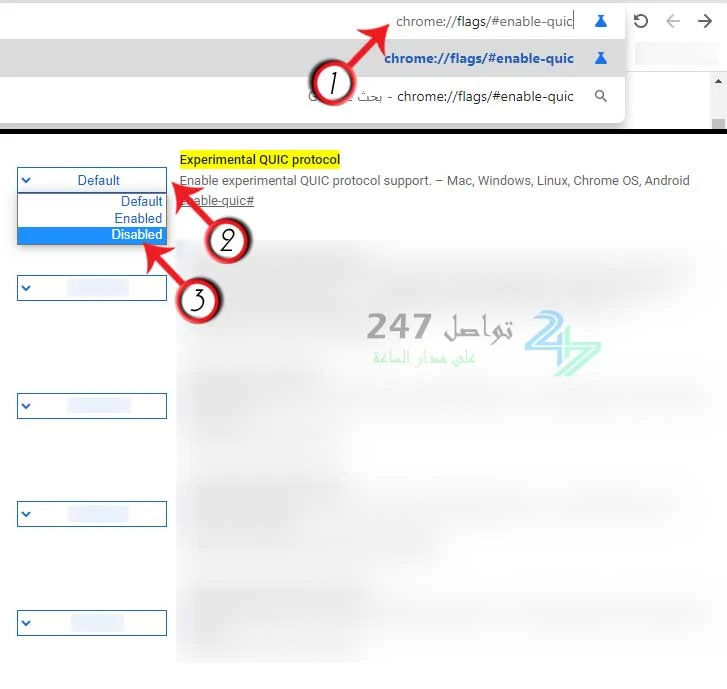 تعطيل بروتوكول QUIC الافتراضي