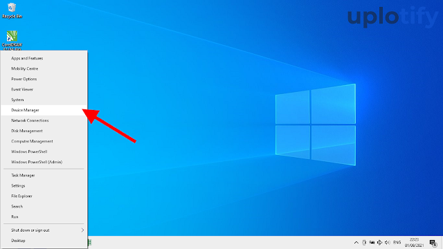 Klik kanan Start Windows, kemudian pilih Device Manager
