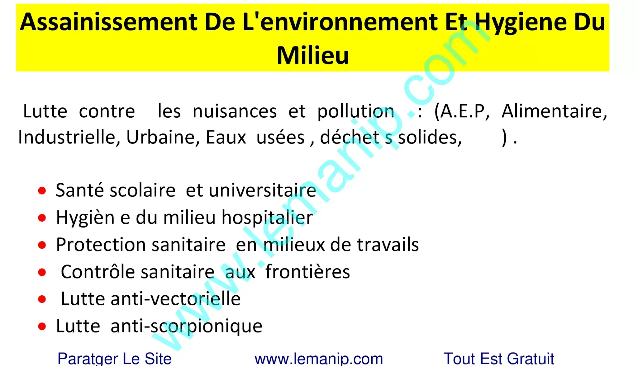 Assainissement De L'environnement Et Hygiene Du Milieu