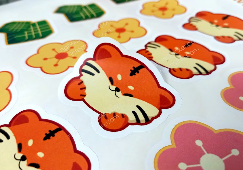 Sticker giấy Pet mèo trang trí tết