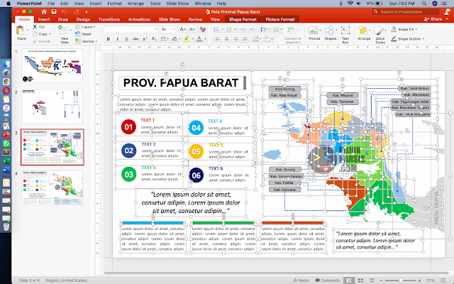 Peta Administrasi Provinsi Papua Barat HD Vector PPTX