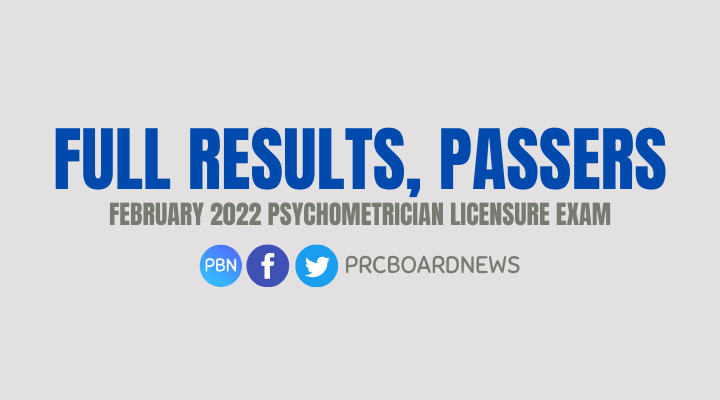 RESULT: February 2022 Psychometrician board exam full list of passers