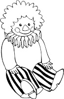 Clown sitting coloring page for kids