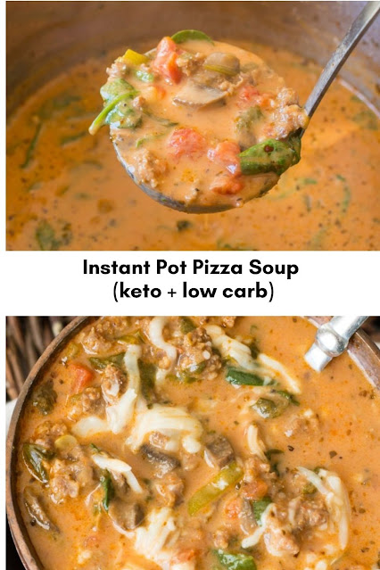 Home / Dinner Instant Pot Pizza Soup (keto + low carb)