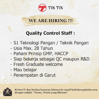 Lowongan Kerja CV. Tintin Garut Januari 2022