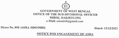 Recruitment of ASHA workers for  Mirik