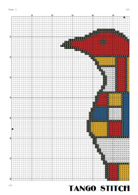 Mondrian bird cute animals easy cross stitch embroidery pattern