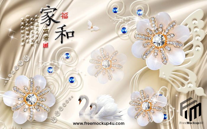 Home & Wealth Diamond Flower Luxury Jewelry BG Wall