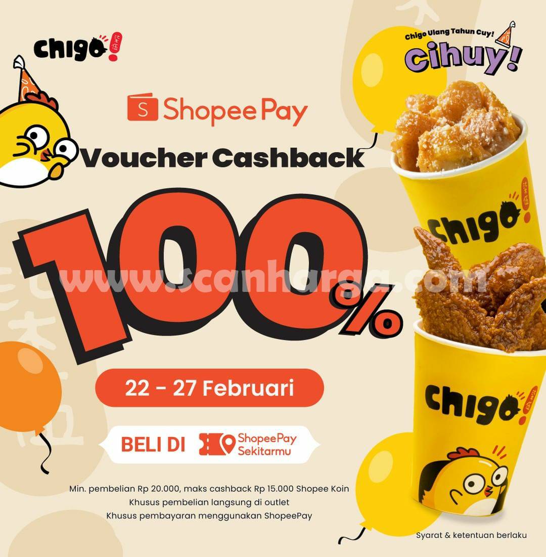 CHIGO Promo SHOPEEPAY Voucher CASHBACK 100%