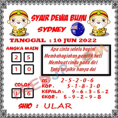 Prediksi Dewa Bumi Sdy Sabtu 10-Juni-2023