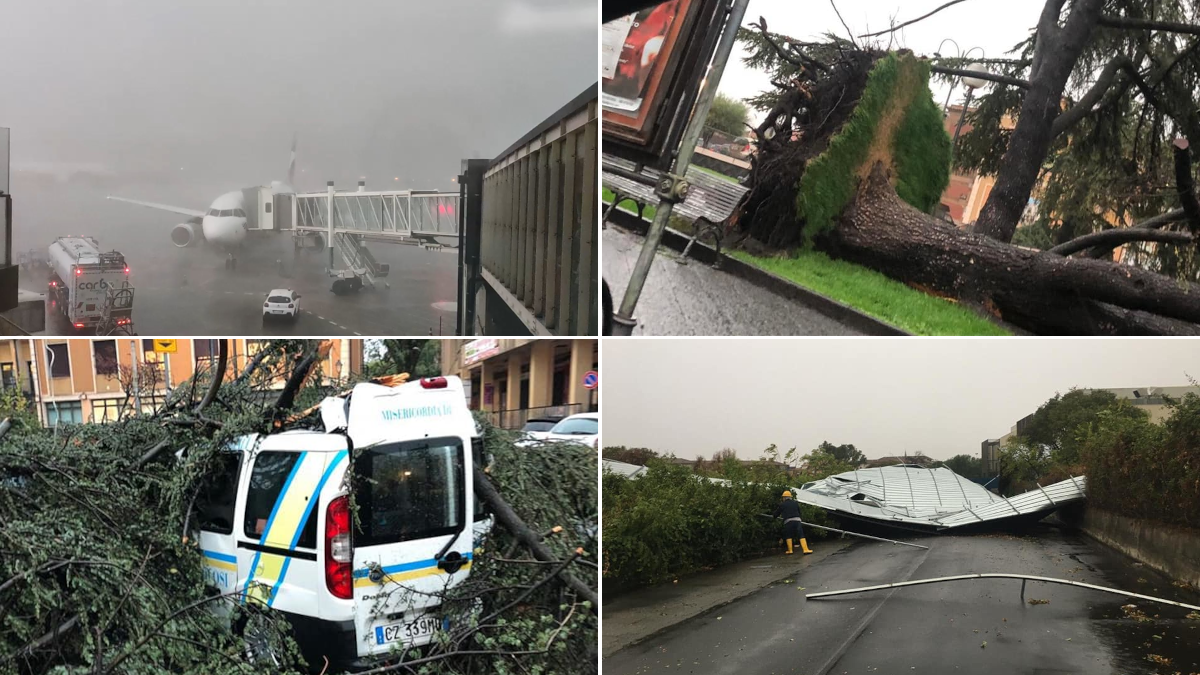 Tornado Catania PalaCannizzaro albero secolare Nicolosi Aeroporto di Catania