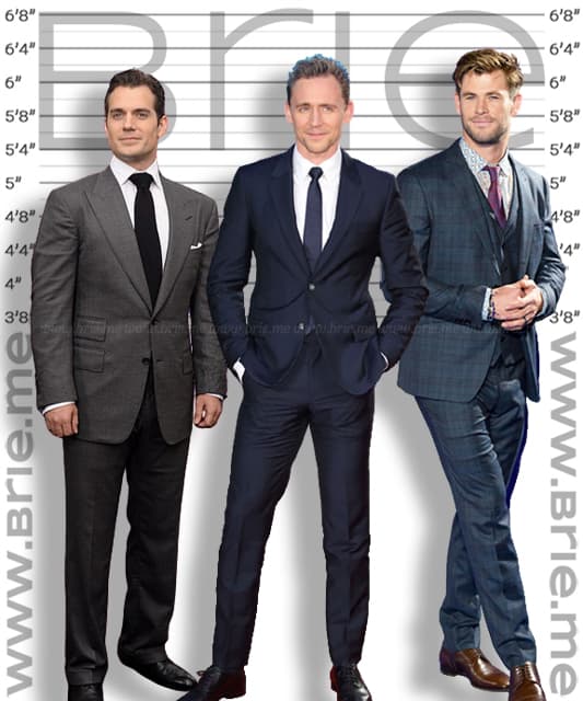 Tom Hiddleston height comparison with Henry Cavill and Chris Hemsworth