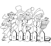 A bunch of snowmen coloring pages