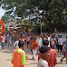 Hindu groups reinstall saffron flag at the same spot where Muslim mob had ripped it off, protest against Congress govt