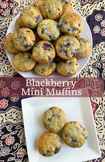 Food Lust People Love: These Blackberry Mini Muffins are tender and fluffy with lovely bursts of flavor and color from the chopped fruit. Somehow 22 mini muffins always disappear quicker than 11 full-sized muffins!