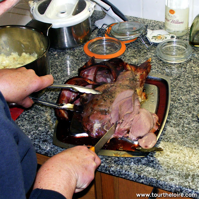 Carving a roast haunch of venison. Photo by Loire Valley Time Travel.