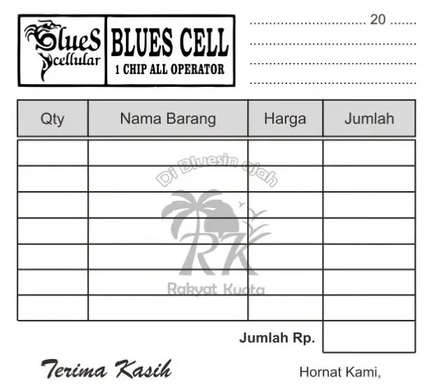 Contoh Nota Konter Pembelian Pulsa Hp