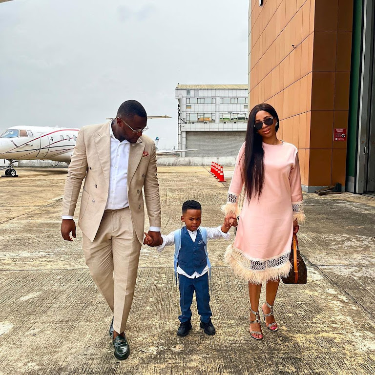 Ubi Franklin and his Third babymama, Nicole Siyo with their son, Shiloh  hangout in Delta state (Photos)