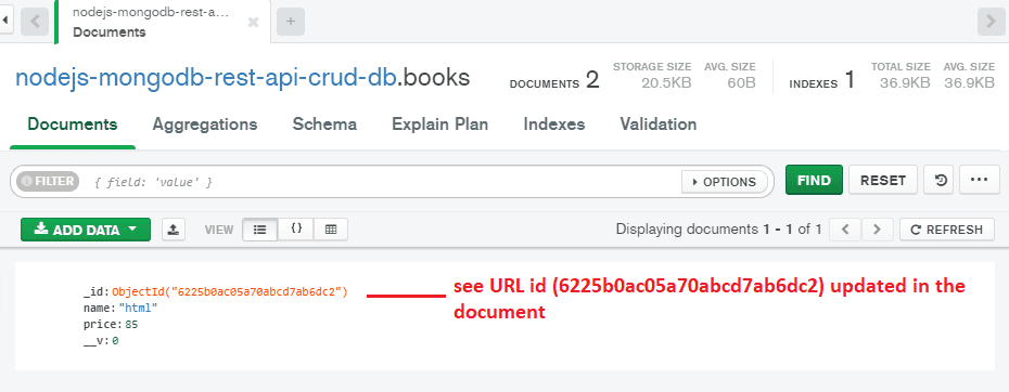 rest api id record also updated in the document