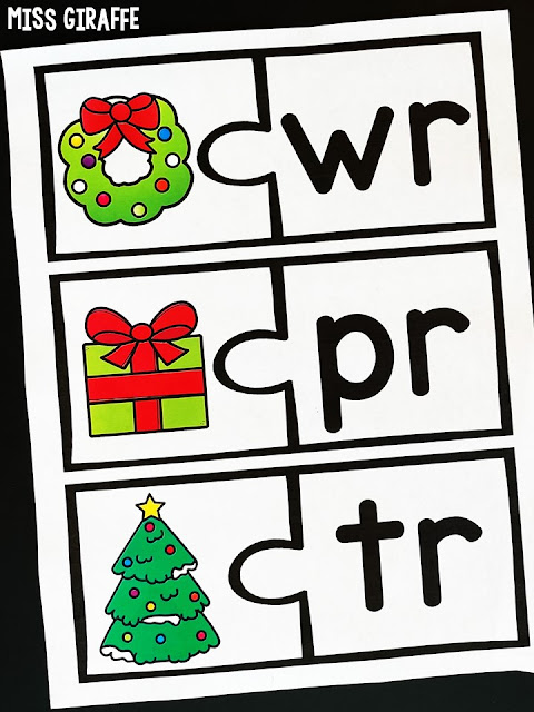 Christmas Beginning Sounds Practice Activity, Cut and Paste Worksheets