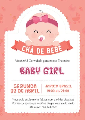 Convite Chá de Bebê para menina