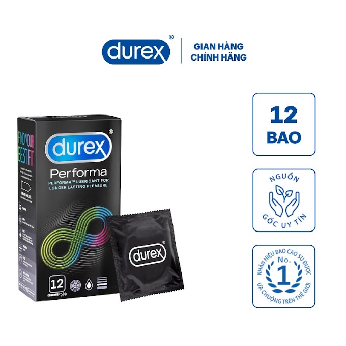 Mall Shop [ durex.officialstore ] [Mã FMCGMALL giảm 8% đơn từ 250K] Bao cao su Durex Performa 12 bao