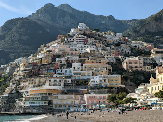 View of Positano from the main beach.