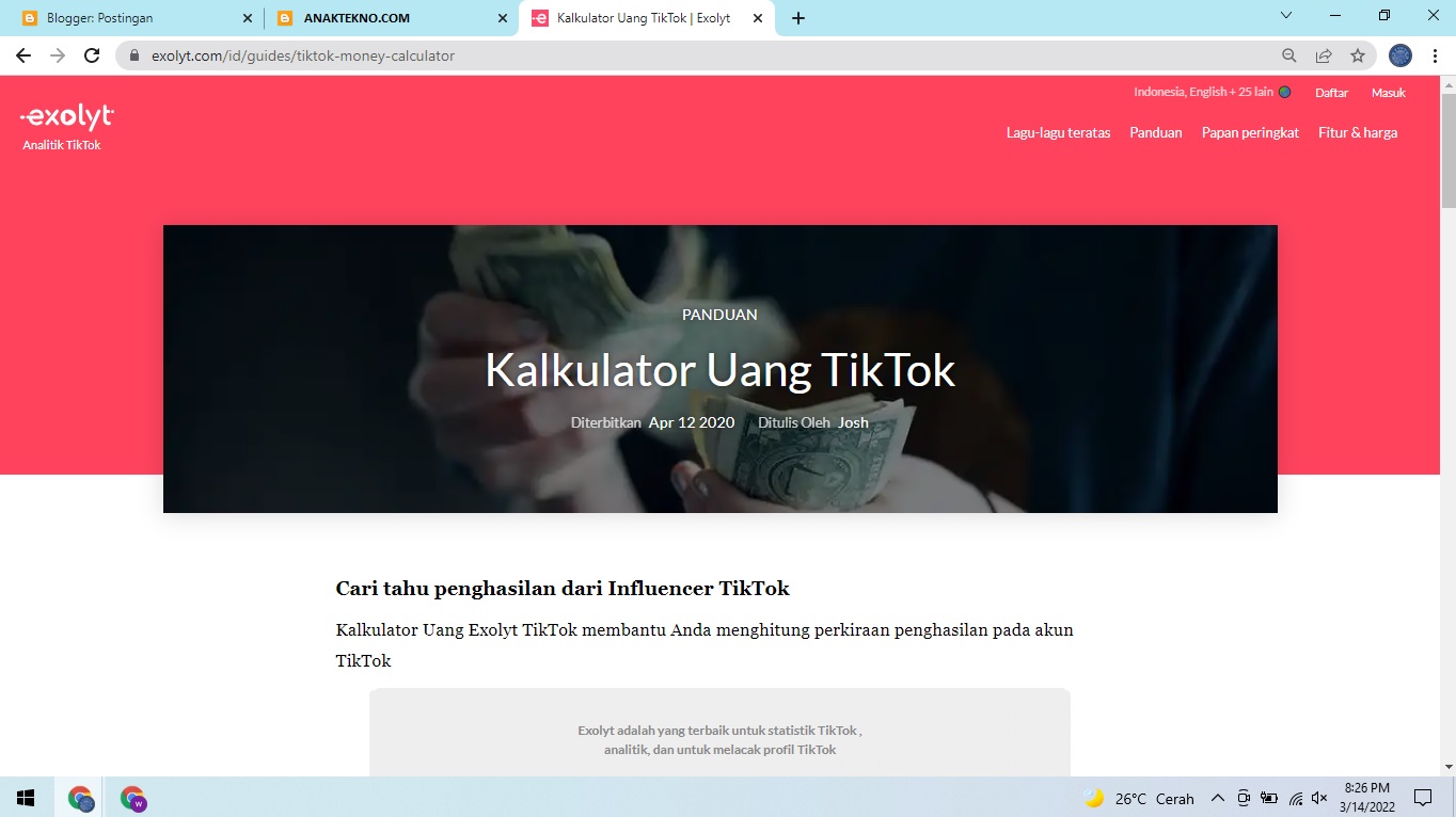 Kalkulator Tiktok Uang 2022