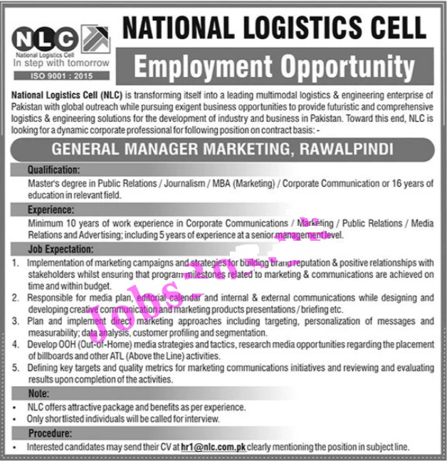 National Logistics Cell Jobs 2021 Advertisement 2