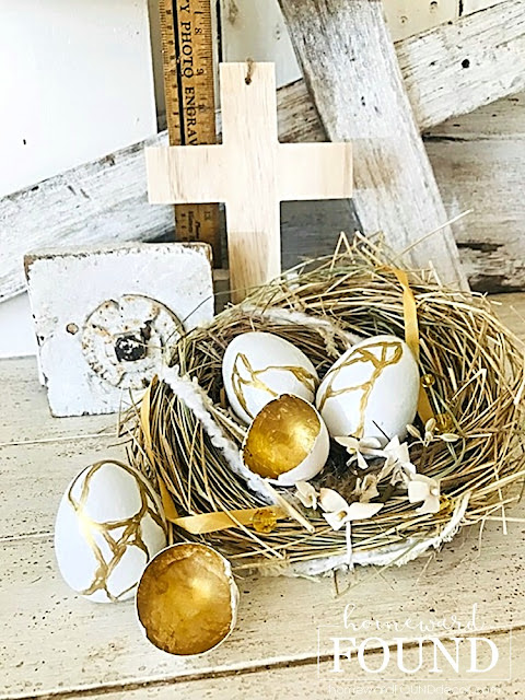 spring,Easter,painting,DIY,diy decorating,decorating,faux finish,tutorial,home decor,spring home decor,spring decorating,easter eggs,painted easter eggs,easter, passover,faux paint treatments,kintsugi,faux kintsugi,nests.