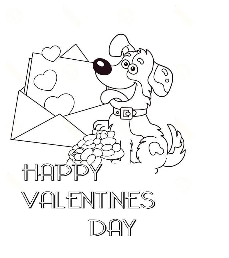 Cute, Puppy, Valentines Day, Coloring Pages
