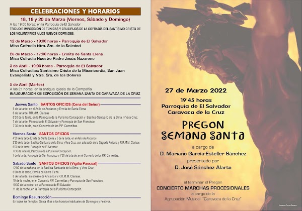 Programa de la Semana Santa Caravaca de la Cruz (Murcia) 2022